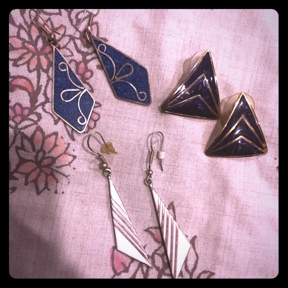 Set of three vintage earrings (2 alpaca Mexico)